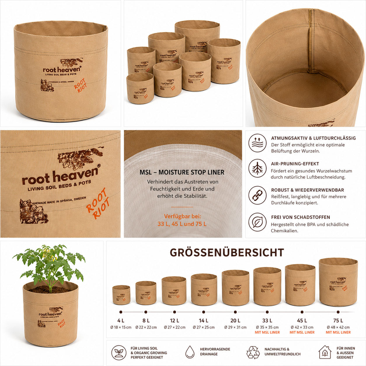 Root Heaven Stoff Topf