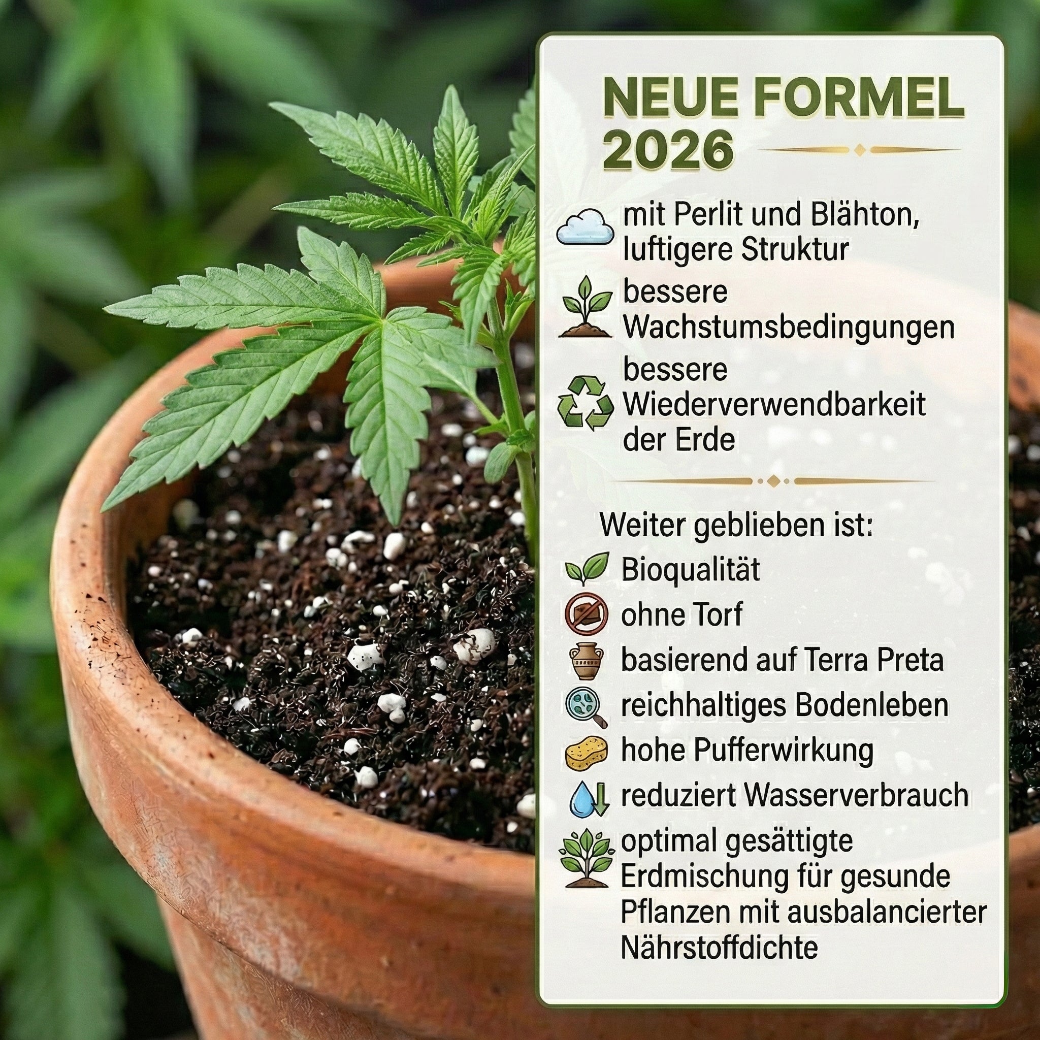 Sonnenerde Biohanferde mit der Beschreibung der neuen Formel