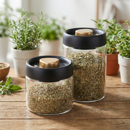 Vakuum-Glasbehälter (500ml & 900ml) – für Kräuter & Ernte