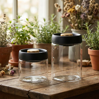 Vakuum-Glasbehälter (500ml & 900ml) – für Kräuter & Ernte