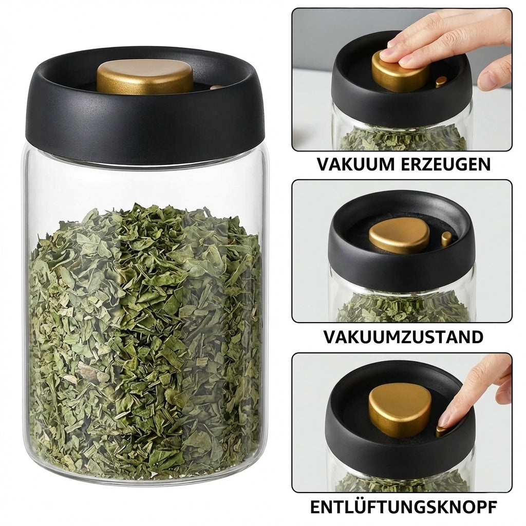 Vakuum-Glasbehälter (500ml & 900ml) – für Kräuter & Ernte